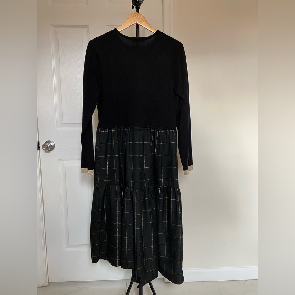 Chic Black and Tan Women's Long Sleeve Dress